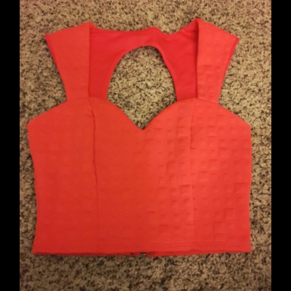 Orange Textured Crop Top